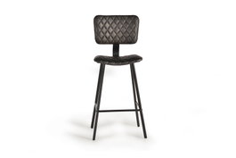 GINER Y COLOMER Set de 2 tabourets en cuir naturel gris anthracite